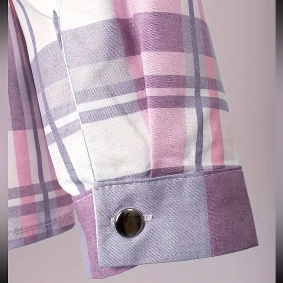 Classic Button Front Relaxed Fit Vibrant Plaid Print Long Sleeve - Picture 5 of 7